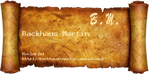 Backhaus Martin névjegykártya